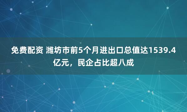 免费配资 潍坊市前5个月进出口总值达1539.4亿元，民企占比超八成